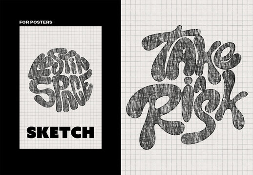 Pencil Sketching Poster Text & Logo Effect Mockup