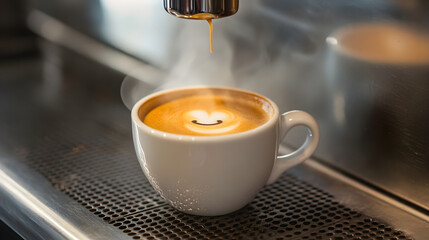 cup of coffee with a completely abstract and spontaneous foam design, showing the beauty of randomness 