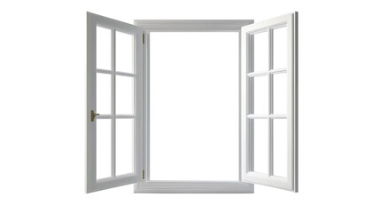 Obraz premium Open window frame isolated on a white background with no shadows, highlighting simplicity and clean design.