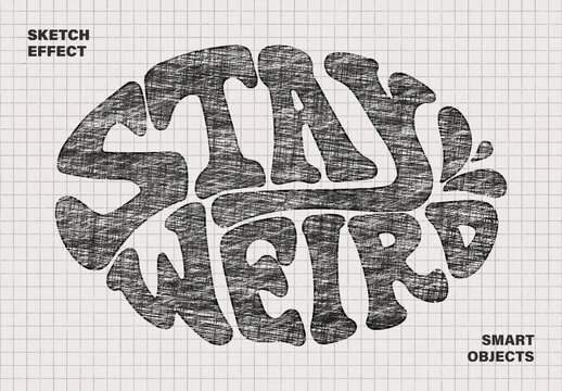 Pencil Sketching Text & Logo Effect Mockup