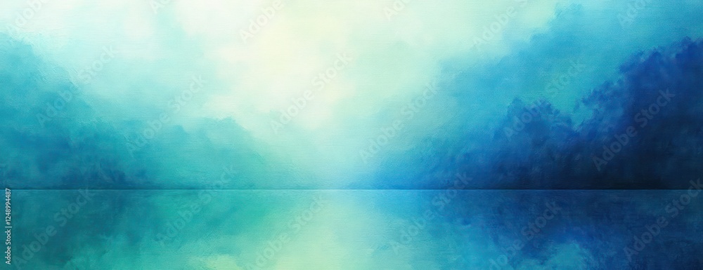 Aufkleber abstract impressionism watercolor background gradient in blue and green with soft textured design
