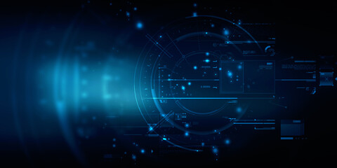 2d illustration Abstract futuristic electronic circuit technology background