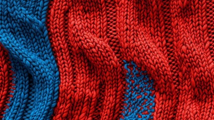 close up of red and blue knitting wool,banner poster header backdrop design