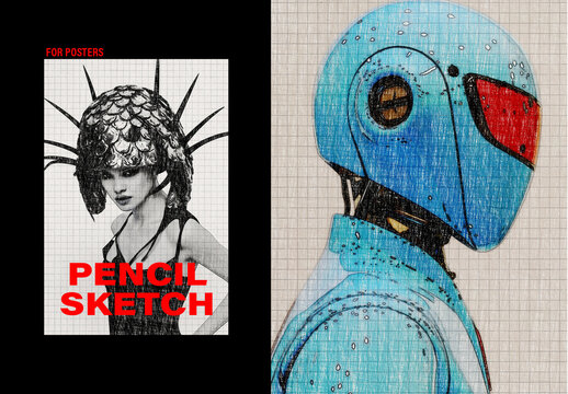 Sketch Poster Photo Effect Mockup