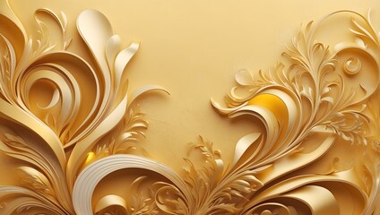 3D Design Hintergrund Grafik - Boho Style - Gelb & Gold