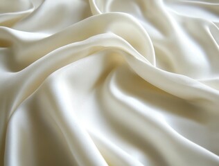 Obraz premium Elegant cream satin fabric draping in soft waves and folds