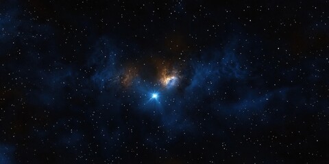 Obraz premium Deep Blue Starry Sky Surreal Nebula Clouds Dreamlike Space Background