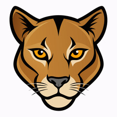 Cougar Head Vector Illustration – Fierce Line Art Design for Printable Graphics