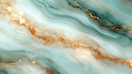 Fototapeta premium Teal and gold marble texture.