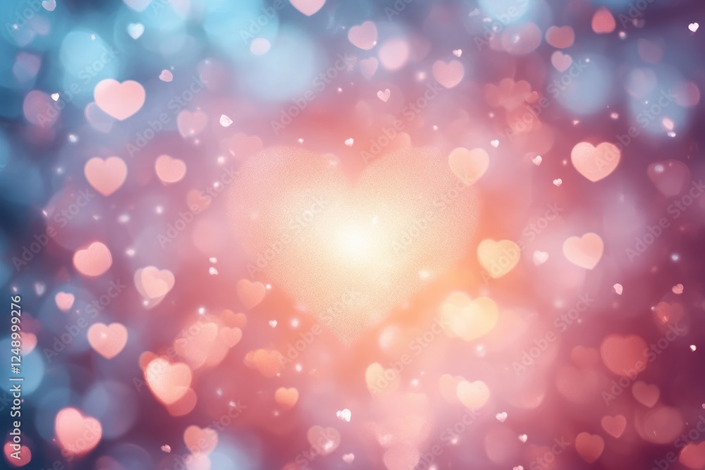 Poster heart bokeh background soft pastel colors romantic dreamy abstract design