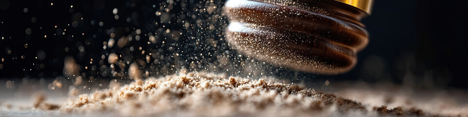 Obraz premium Gavel Striking Brown Powder