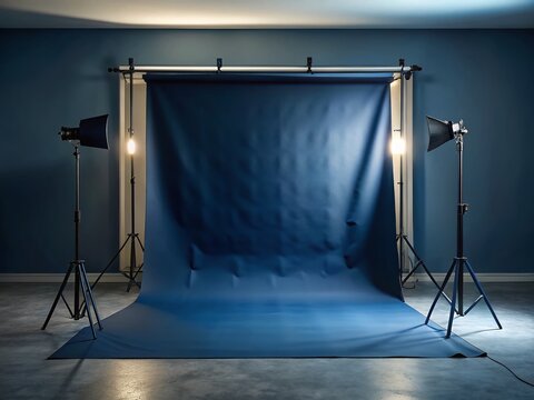 Dark Navy Blue Studio Backdrop Canvas Curtain - Minimalist Photography
