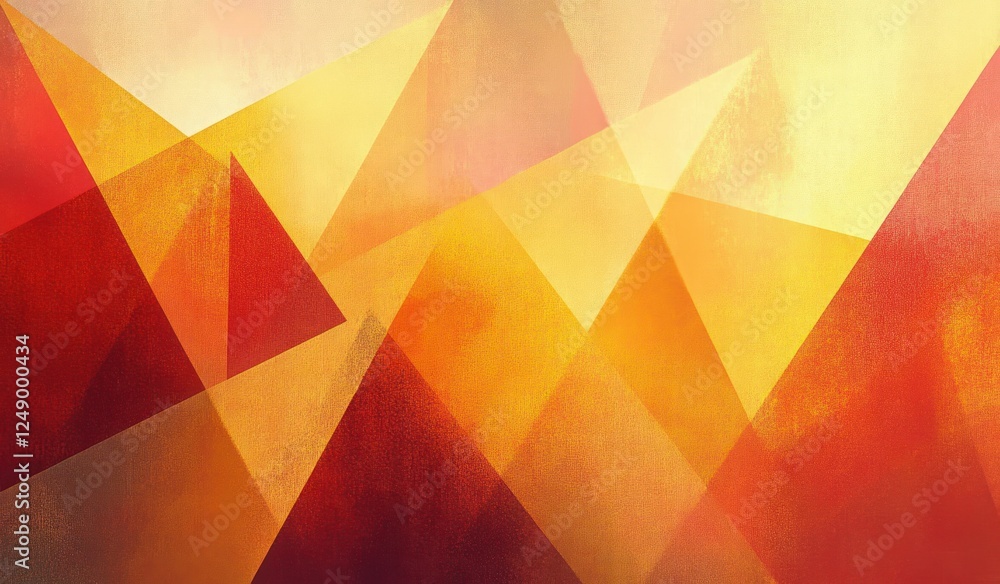 Aufkleber geometric abstract background in warm tones of yellow orange red pink beige with triangle layers and