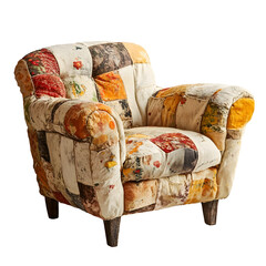 Cozy Upcycled Fabric Armchair with Soft Lighting in Inviting Interior Design