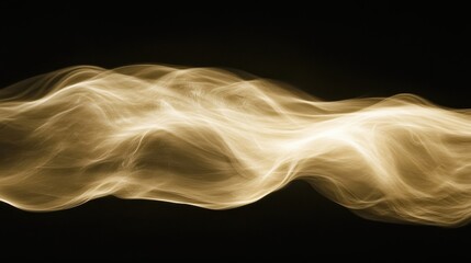 Golden abstract wave, flowing motion, dark background, design element