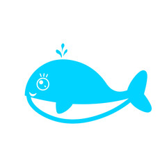 blue cute whale icon