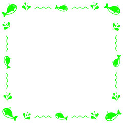 green square frame with cute whale on surround