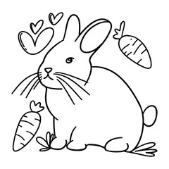 A cute rabbit with hearts and carrots, perfect for Valentine's Day, Easter, or any occasion that calls for a touch of sweetness