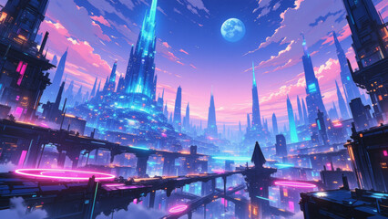 Obraz premium anime wallpaper abstract illustration background..