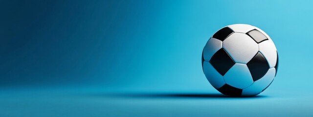Soccer ball on blue background, website banner