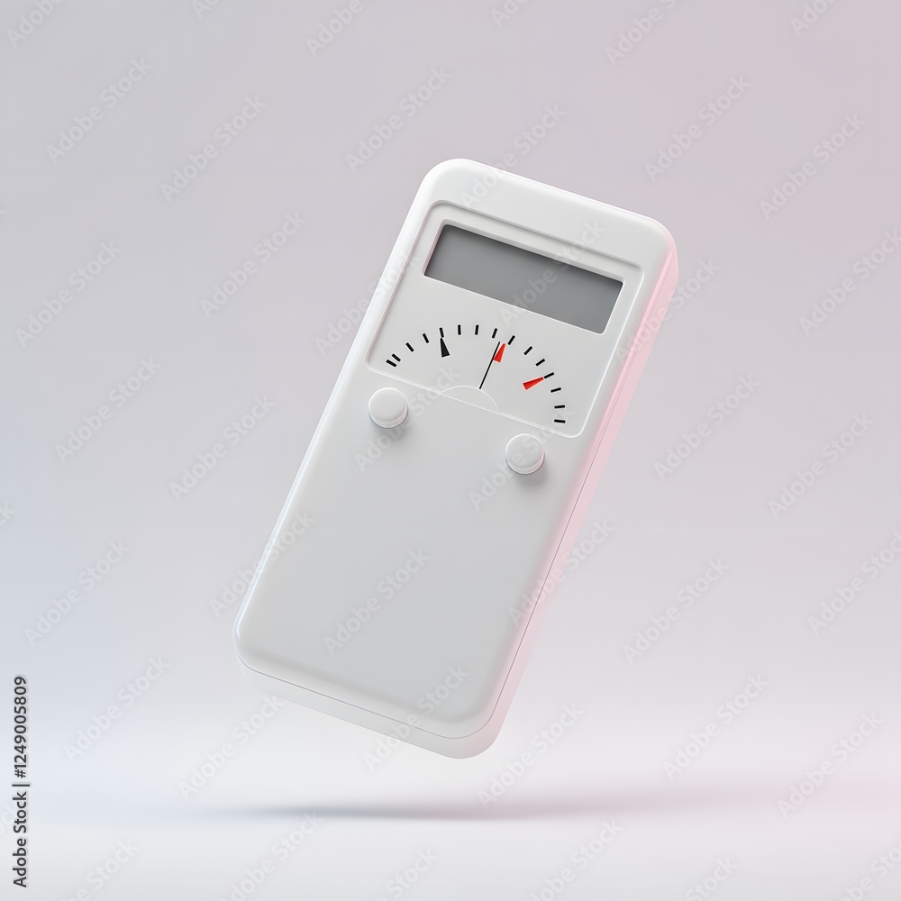 Poster white modern analog gauge device, minimalist 3d render