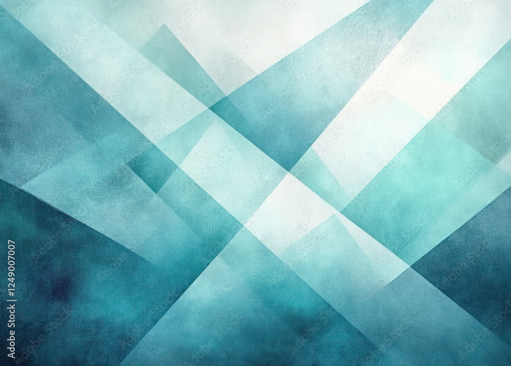 Aufkleber abstract aqua mint background with layered geometric shapes in soft colors and watercolor effect
