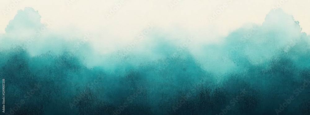 Aufkleber abstract gradient background in teal and aqua with soft watercolor fog border and textured design