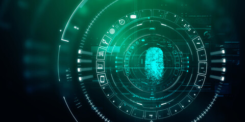 2d Illustration Fingerprint Scanning Technology Concept 