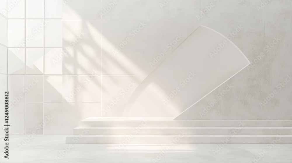 Poster white geometric shapes abstract minimalistic background for copy space