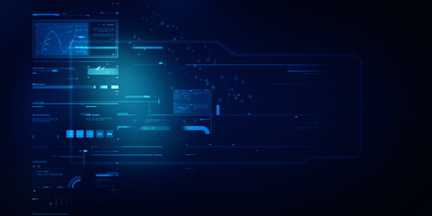 Fototapeta premium 2d illustration Abstract futuristic electronic circuit technology background