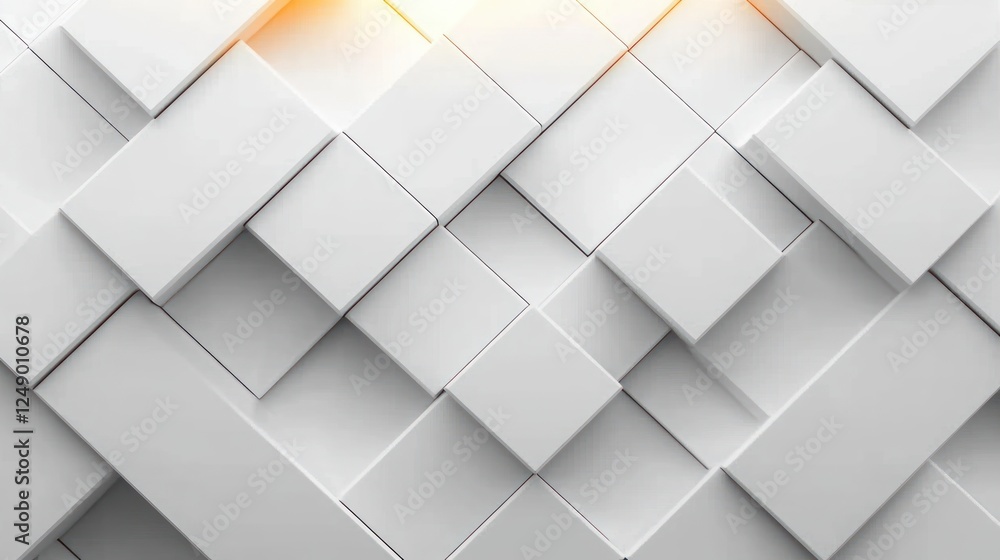 Poster modern minimalist white 3d square background with soft lighting and geometric elements