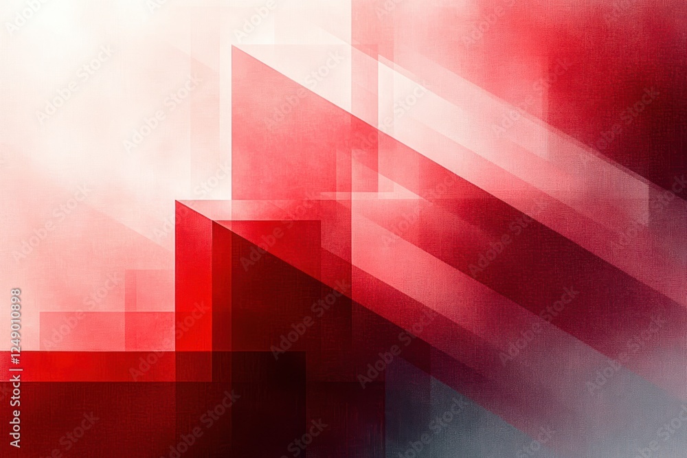 Poster abstract composition overlapping geometric shapes gradient red white soft lighting dreamy minimalism
