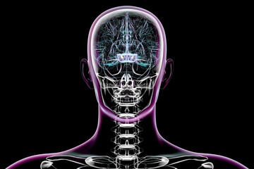 Atrophic substantia nigra in Parkinson's disease, 3D illustration
