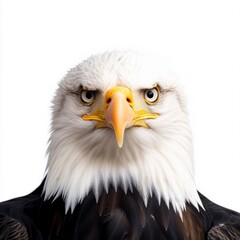 Obraz premium Majestic Bald Eagle Head Portrait Against Clean White Background