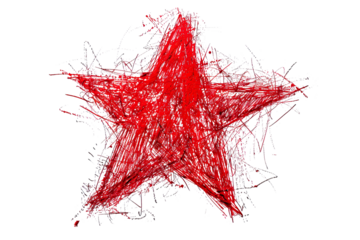 Grunge scribble star, red marker on a transparent background