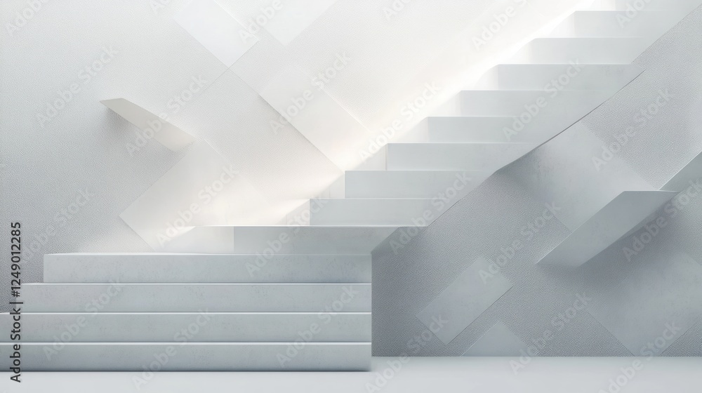Poster geometric white shapes background with ambient lighting and copy space