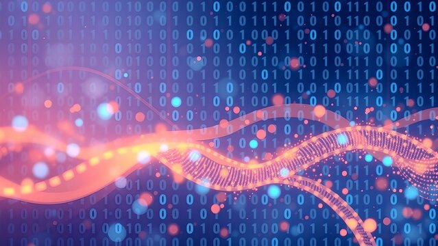 Dynamic digital data wave with binary code pattern
concept of technology, information, connectivity , complexity, data
