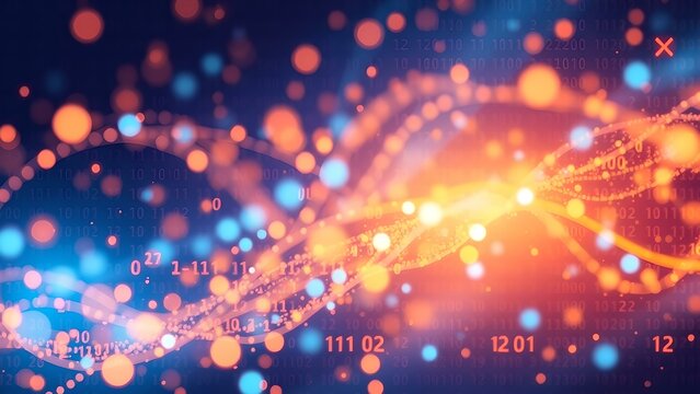 Dynamic digital data wave with binary code pattern
concept of technology, information, connectivity , complexity, data