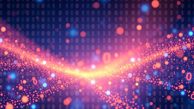 Dynamic digital data wave with binary code pattern
concept of technology, information, connectivity , complexity, data