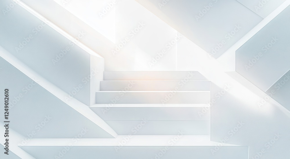Aufkleber minimalistic abstract white geometric composition with soft lighting