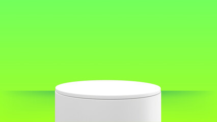 Minimalist White Podium on Vibrant Green Background for Product Display