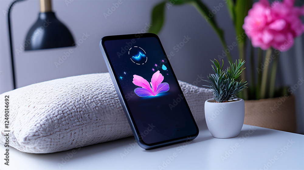 Aufkleber a modern mobile app ui for a sleep tracker on the mobile screen.