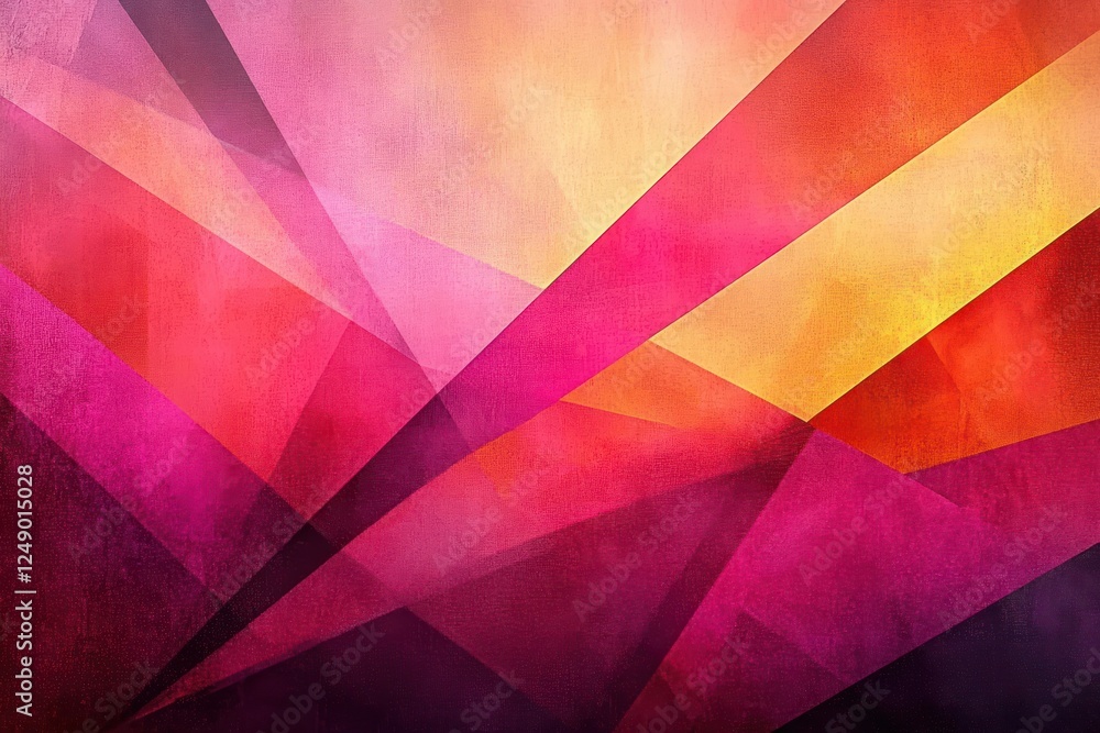 Aufkleber Abstract Geometric Background with Pink and Orange Textures, Triangles and Bright Colors in Modern Design