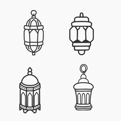 amadan Kareem Lantern Hand Drawn Line Art. Intricate Islamic Vector Design for Eid Mubarak, Festive Decorations, Greeting Cards, Invitations, and Social Media Posts