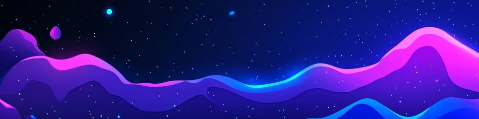 Fototapeta premium Vivid Abstract Landscape Fluid Gradient Shapes, Smooth Curves, Vibrant Blues, Purples, Pinks