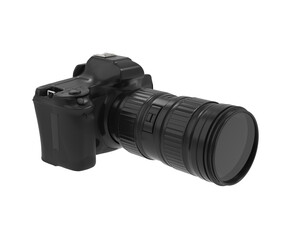 Black DSLR camera isolated on transparent background png