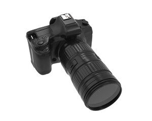 Black DSLR camera isolated on transparent background png