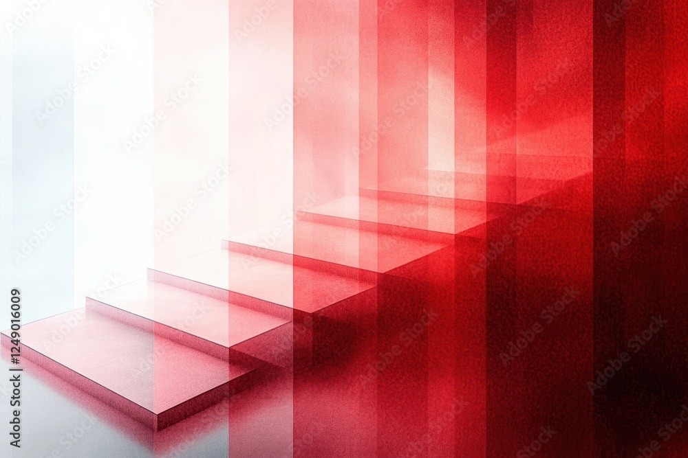 Poster abstract geometric shapes red white gradients dreamy minimalism modern art transparency layering eff