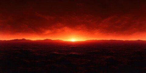 Surreal Otherworldly Landscape at Dusk with Ethereal Glow and Dramatic Shadows