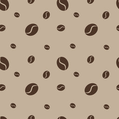 Seamless pattern with coffee beans on a brown background